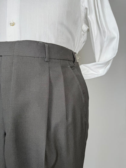 Pantaloni fresco lana grigio petrolio anni '80 (NOS) - tg. 52