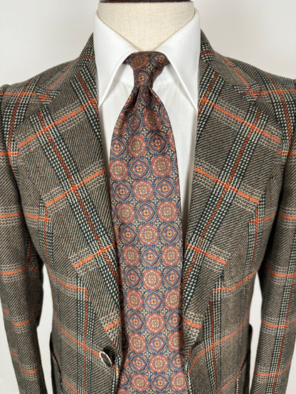 Giacca anni ‘70 Marzotto tweed a quadri verde arancio - tg. 42/44