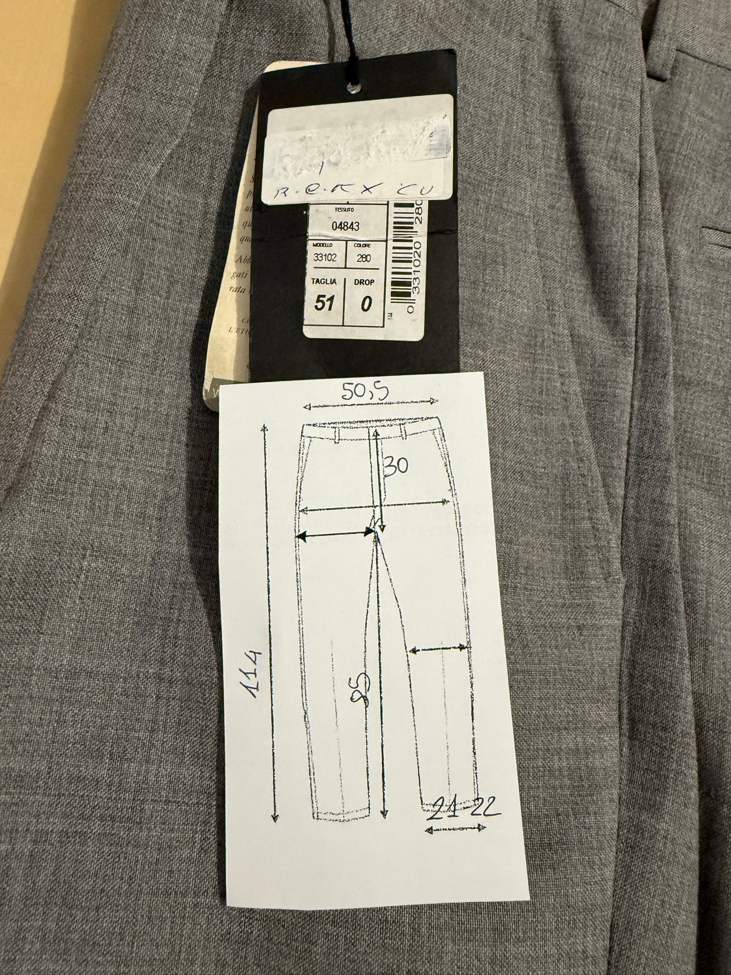 Pantalone anni ‘90 fresco lana grigio chiaro (NOS) - tg. 54/56