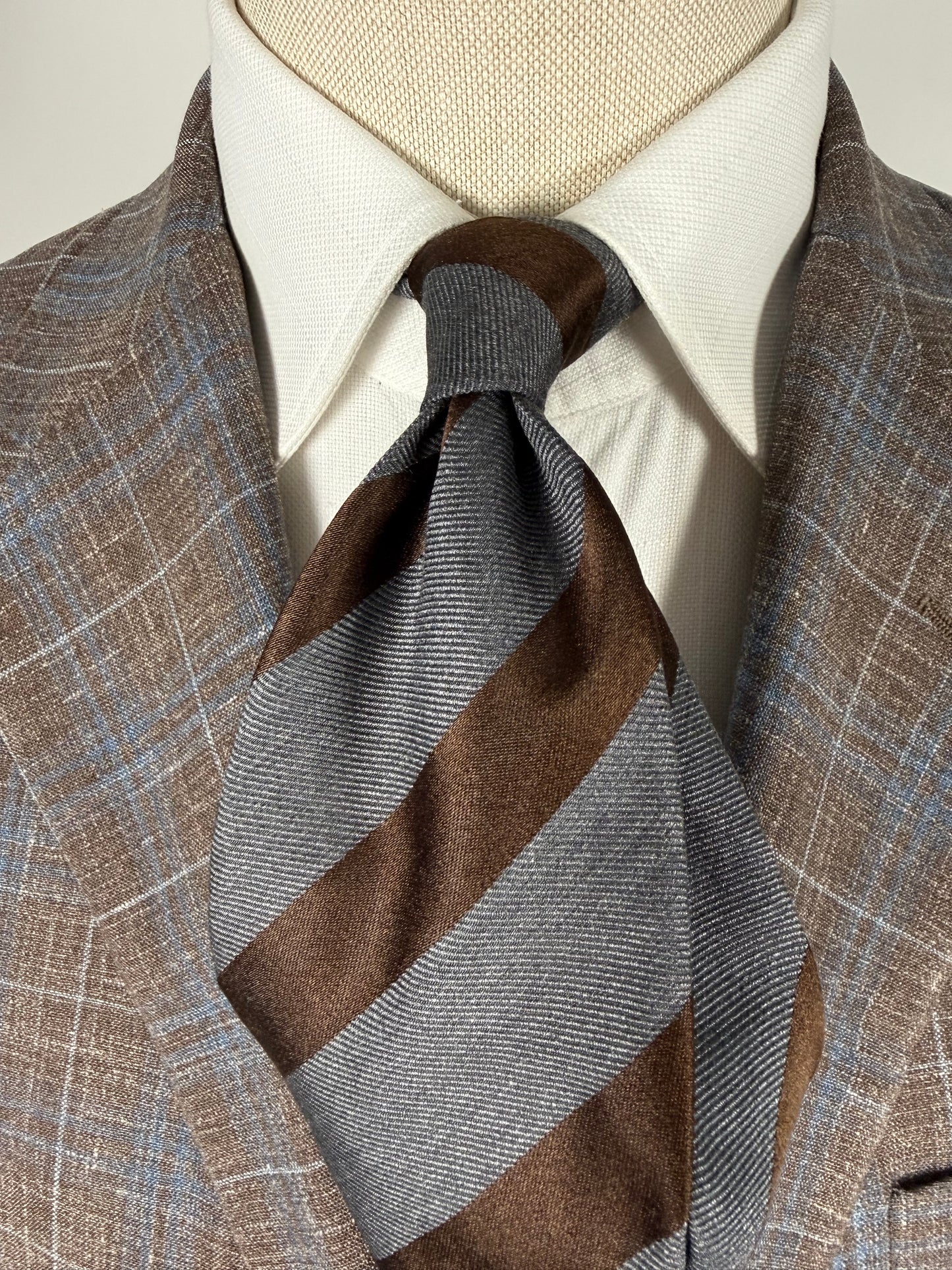 Cravatta Canali regimental marrone e grigio