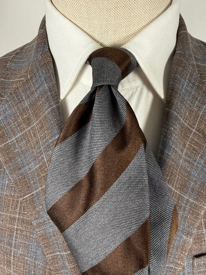Cravatta Canali regimental marrone e grigio