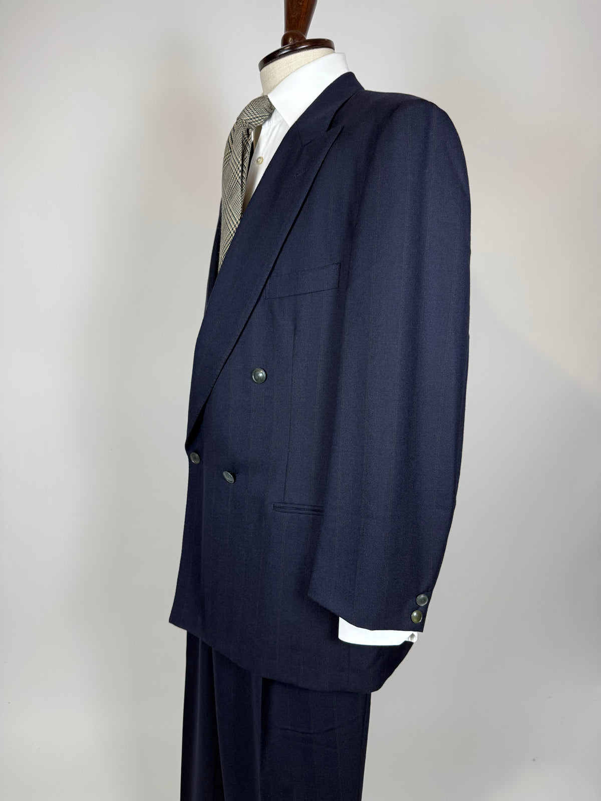 Completo doppiopetto Yves Saint Laurent anni '80 flanella blu - tg. 54/56