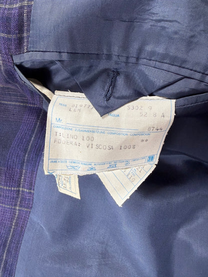 Giacca in lino tartan viola anni '80 - tg. 52
