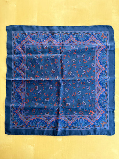 Pochette in seta Etro blu fantasia paisley