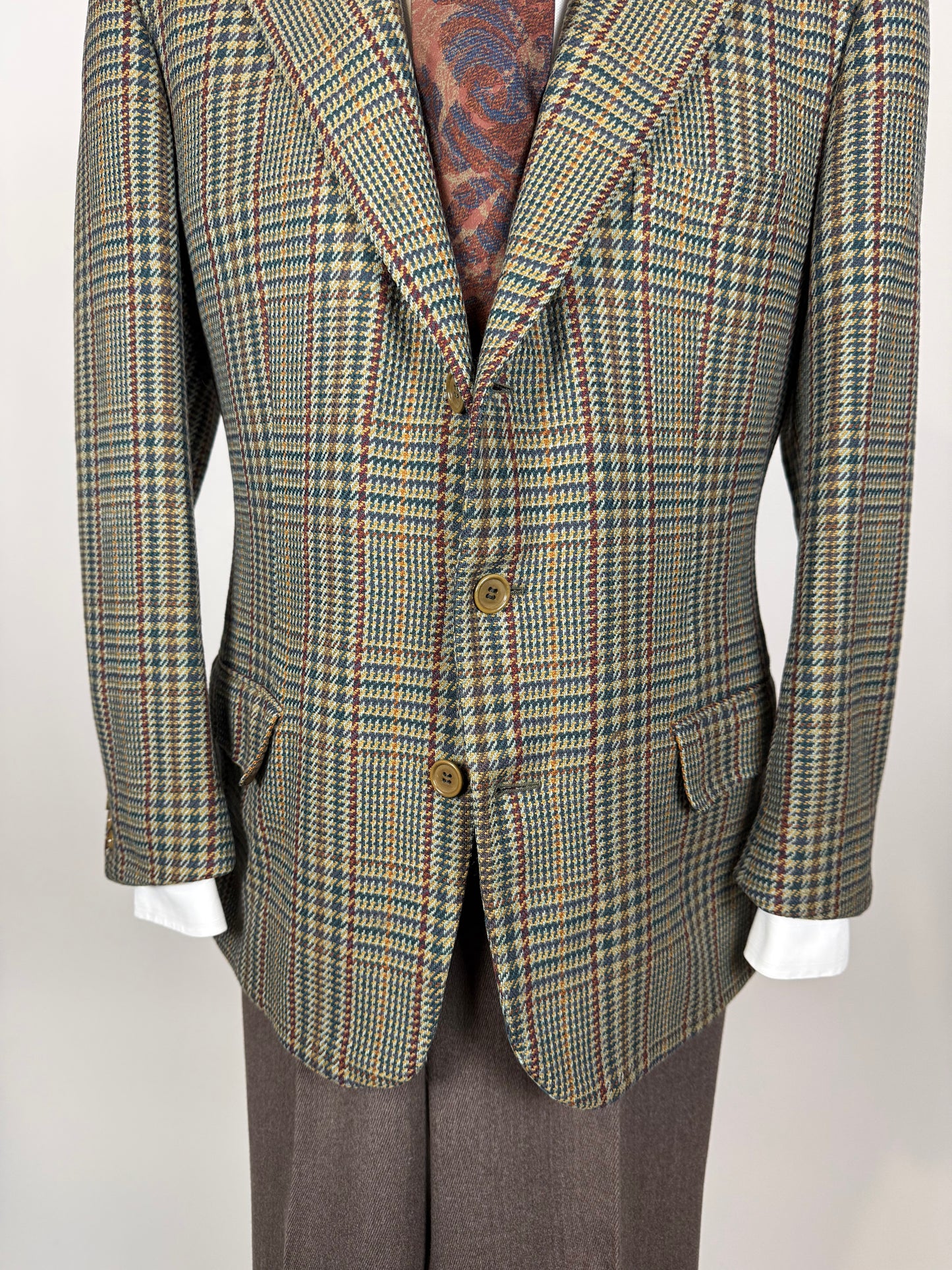 Giacca Burberrys anni ‘90 principe di Galles verde lana e cashmere - tg. 50 corta