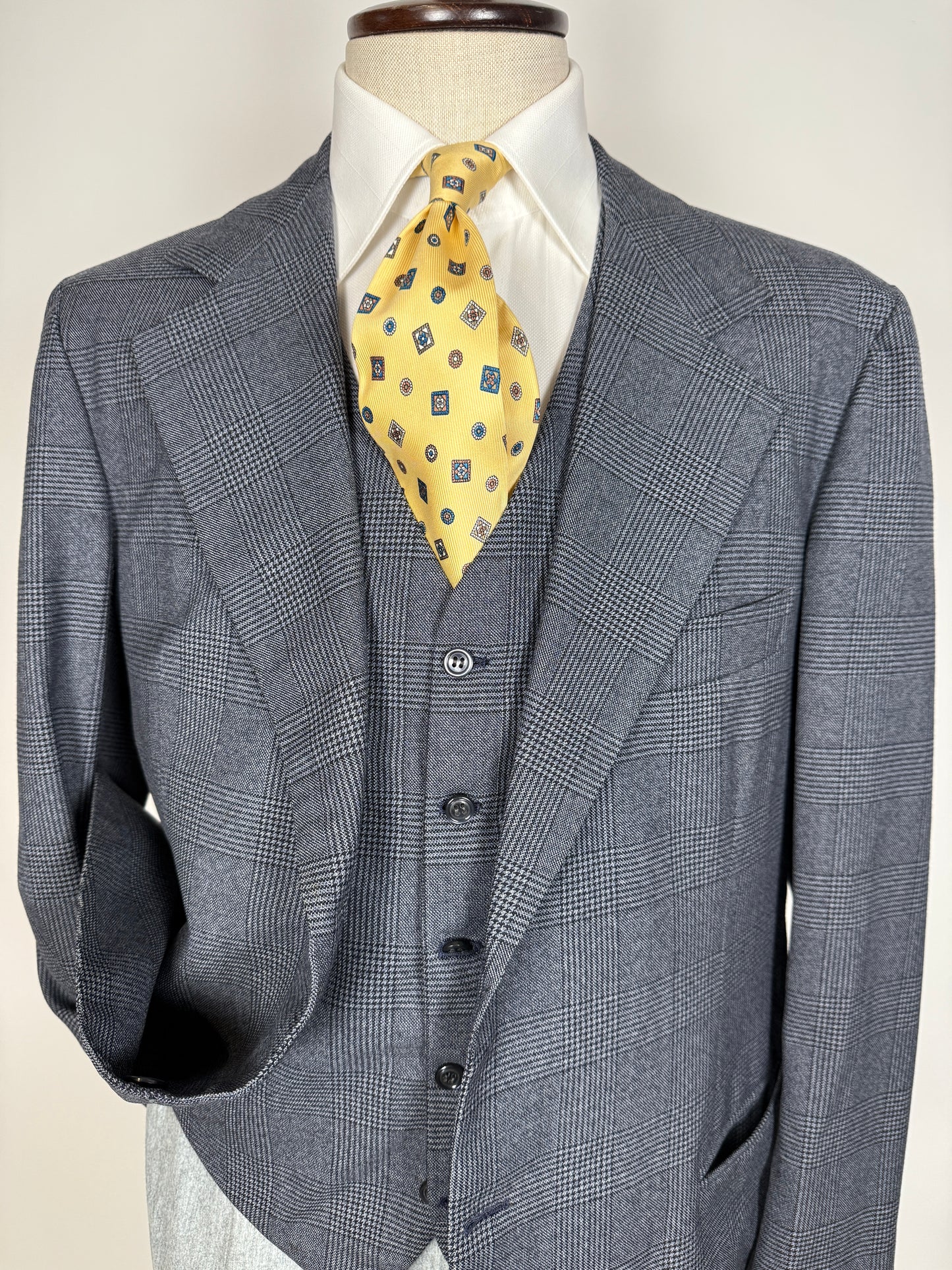 Giacca + panciotto sartoriali anni ‘70 principe di Galles - tg. 54 drop basso