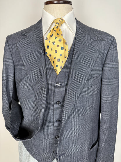 Giacca + panciotto sartoriali anni ‘70 principe di Galles - tg. 54 drop basso