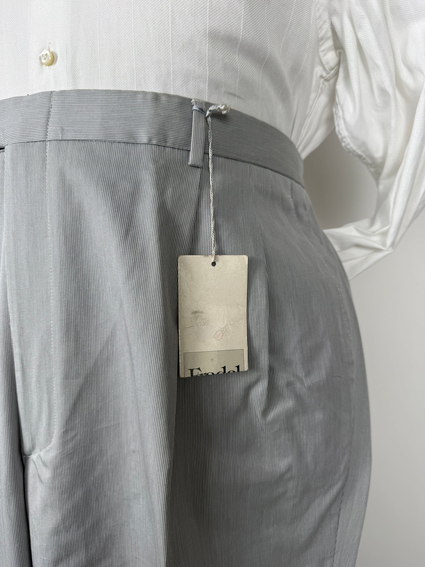 Pantaloni estivi cotone mille righe turchese (NOS) - tg. 58/60