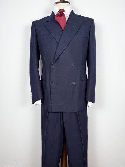 Completo doppiopetto sartoriale anni ‘40/‘50 blu spinato - tg. 46/48