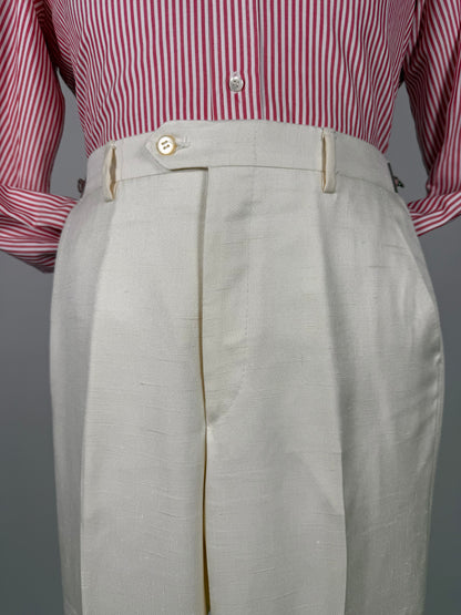Completo 3 pezzi anni '70 seta shantung avorio - tg. 42/44