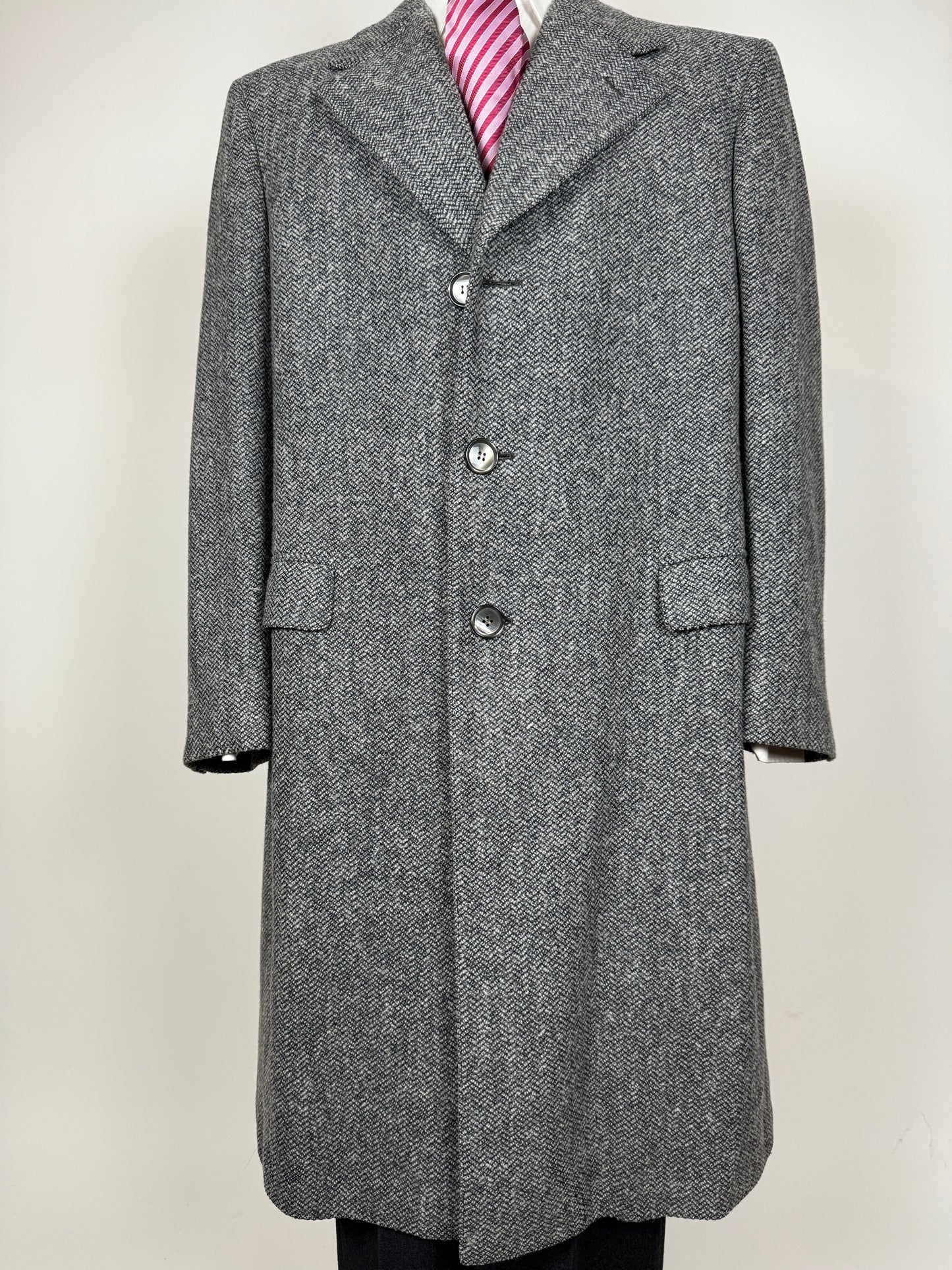 Cappotto anni ‘60/‘70 tweed spigato/chevron - tg. 52-54