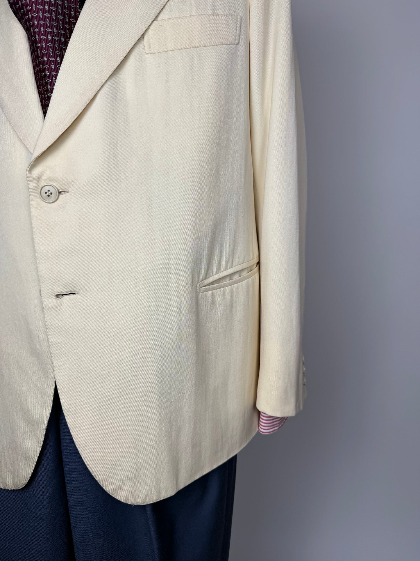 Giacca sartoriale twill bianco panna anni '60/'70 - tg. 52/54 drop basso