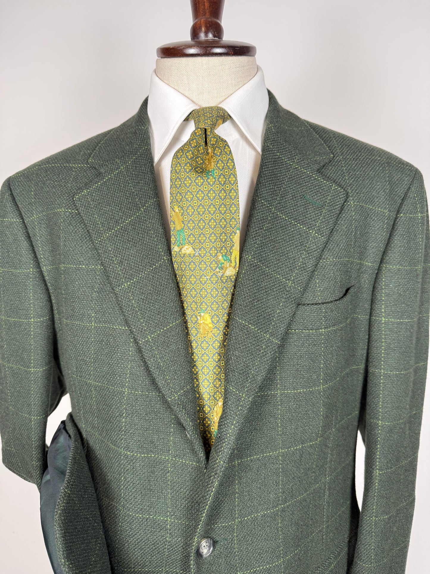 Giacca Cantarelli lana cammello e cashmere verde finestrato - tg. 56