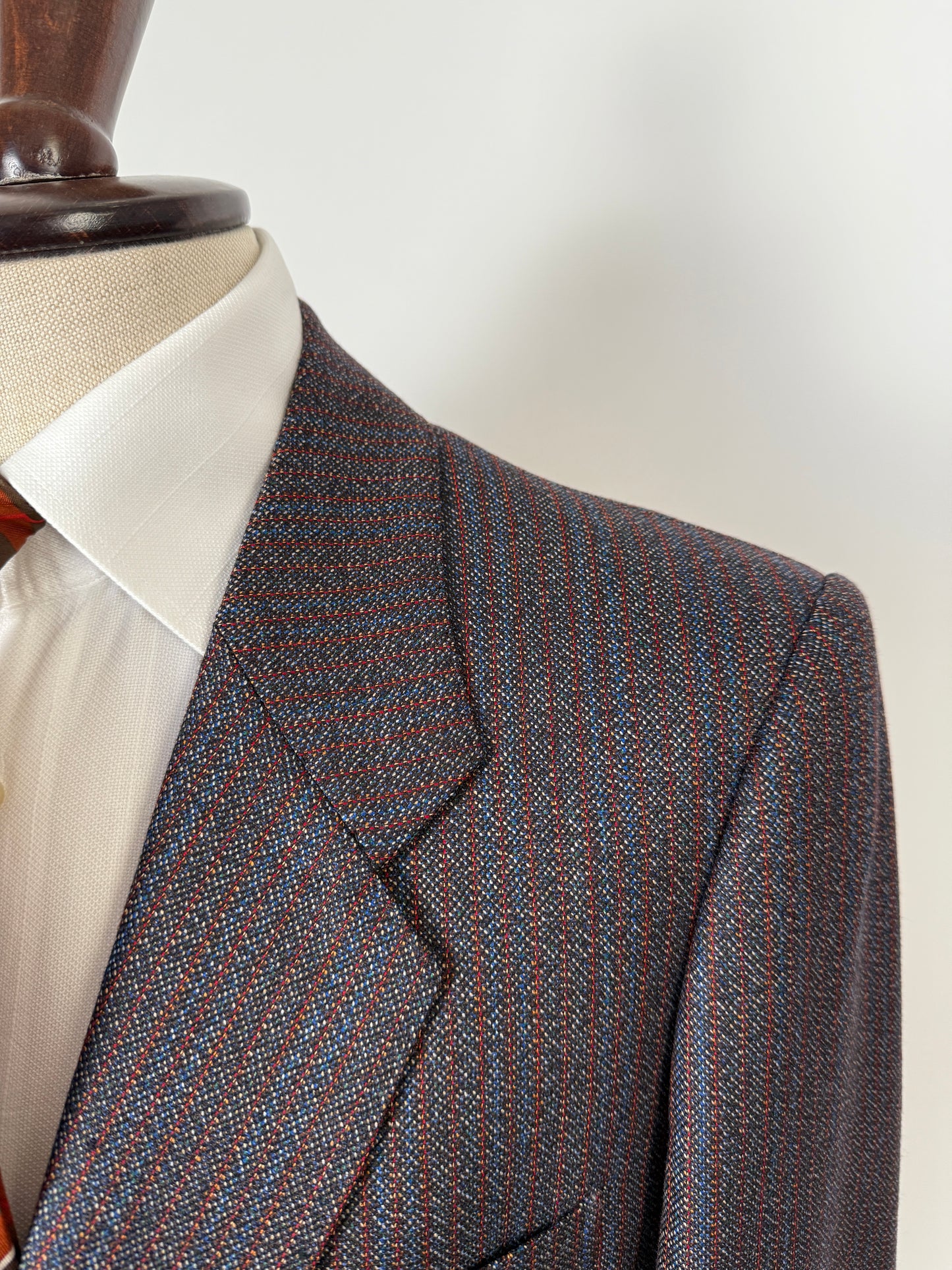 Completo sartoriale anni ‘70 rosso e blu sale-pepe - tg. 50