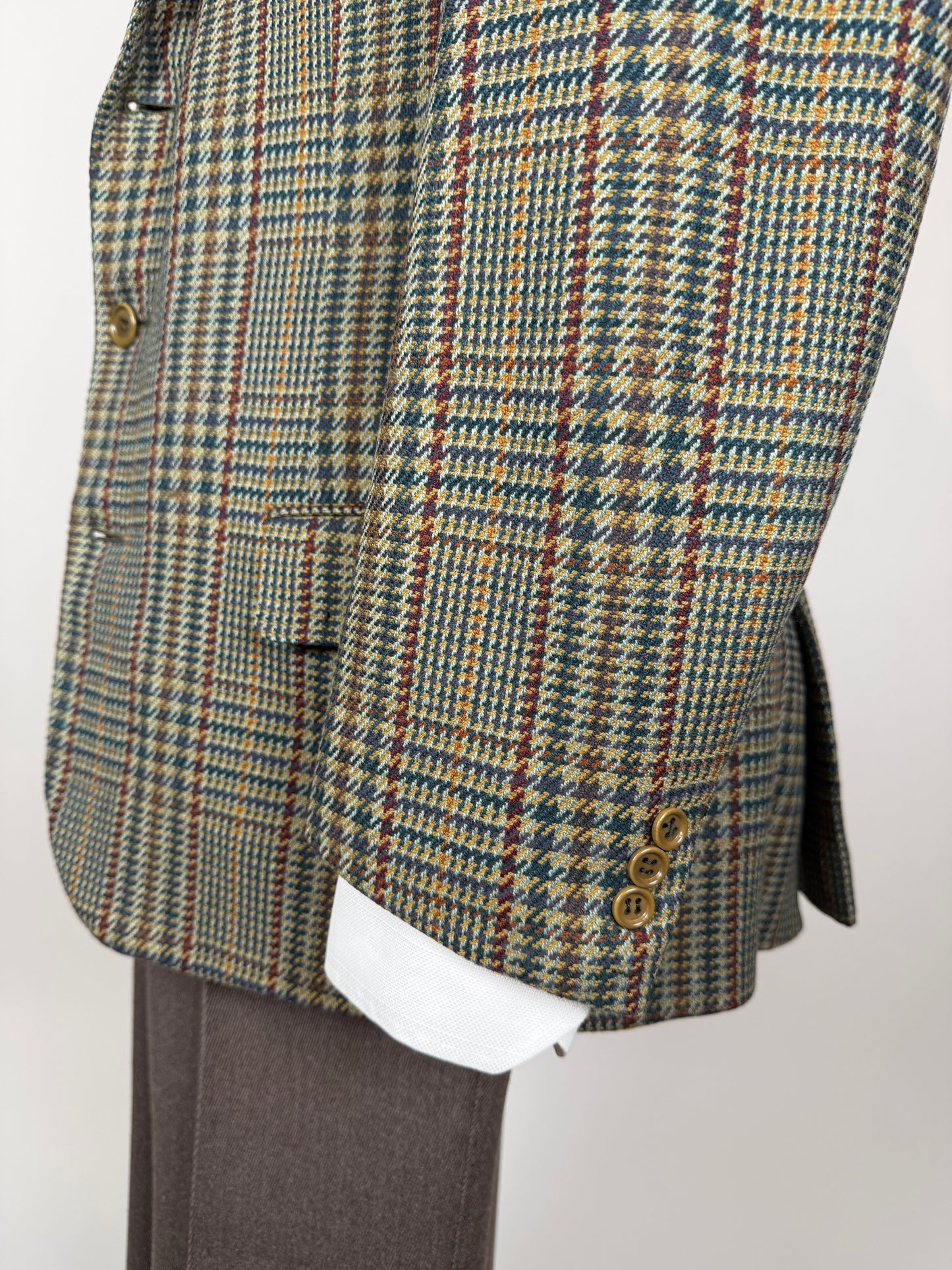 Giacca Burberrys anni ‘90 principe di Galles verde lana e cashmere - tg. 50 corta