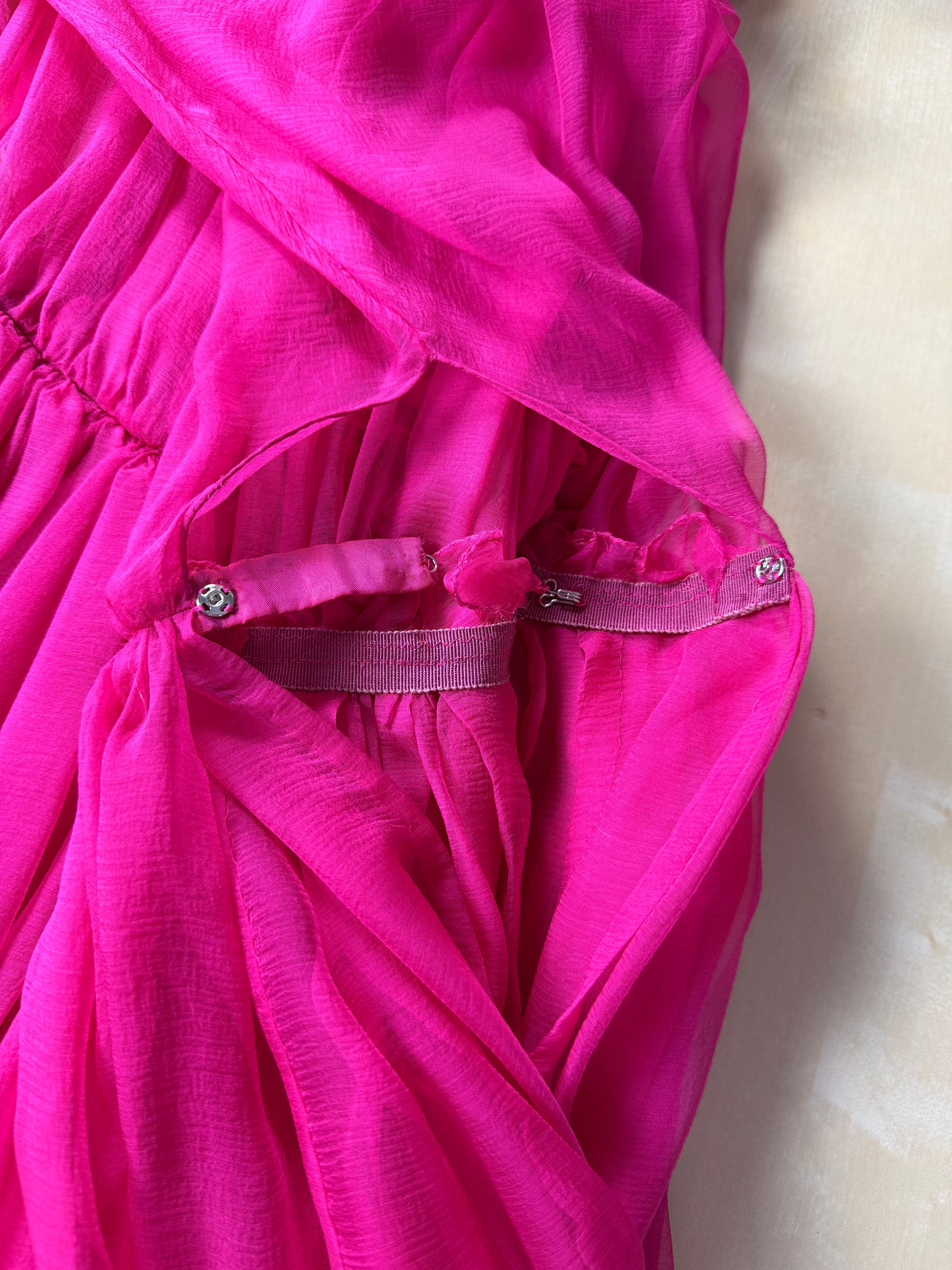 Abito sartoriale anni '80 in chiffon di seta - tg. 38 XS/S