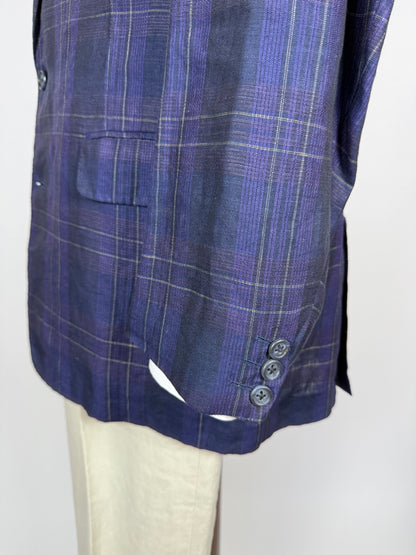 Giacca in lino tartan viola anni '80 - tg. 52