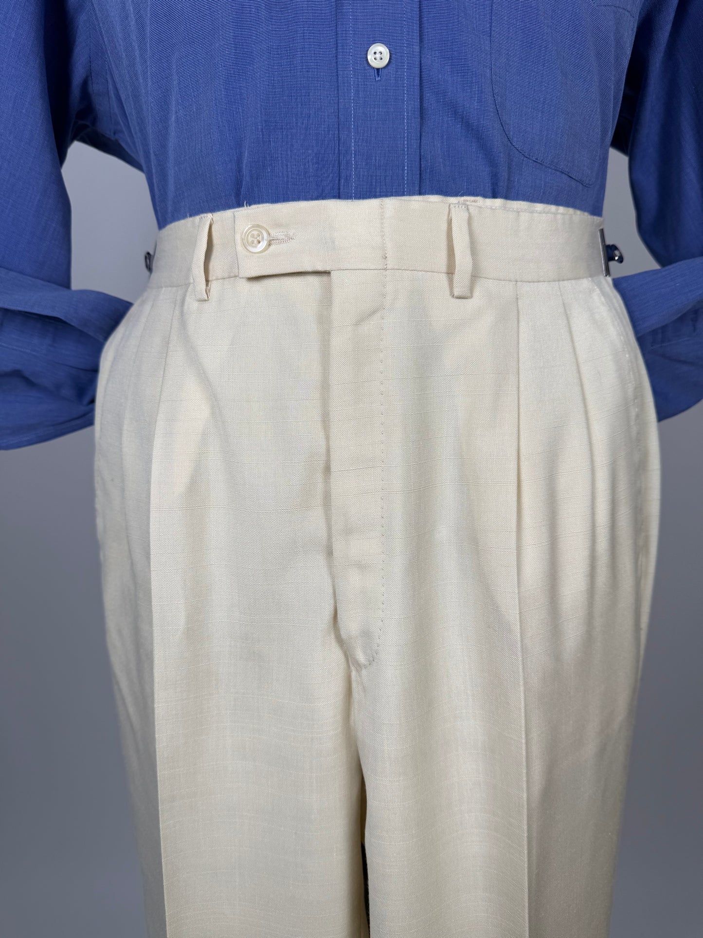 Pantaloni anni '70 misto seta color avorio - tg. 44/46