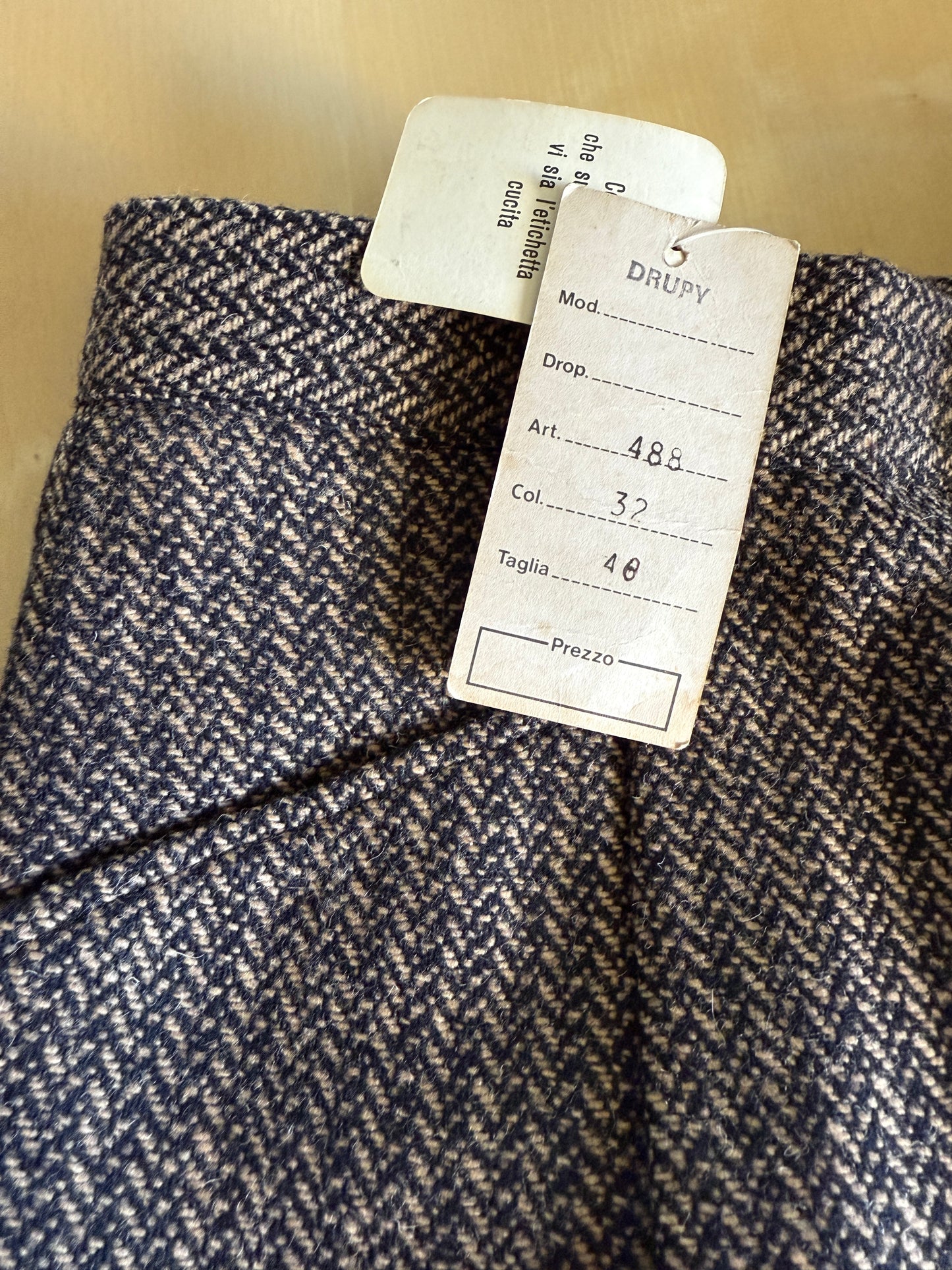 Pantaloni anni ‘70 in tweed spigato pesante (NOS) - tg. 44