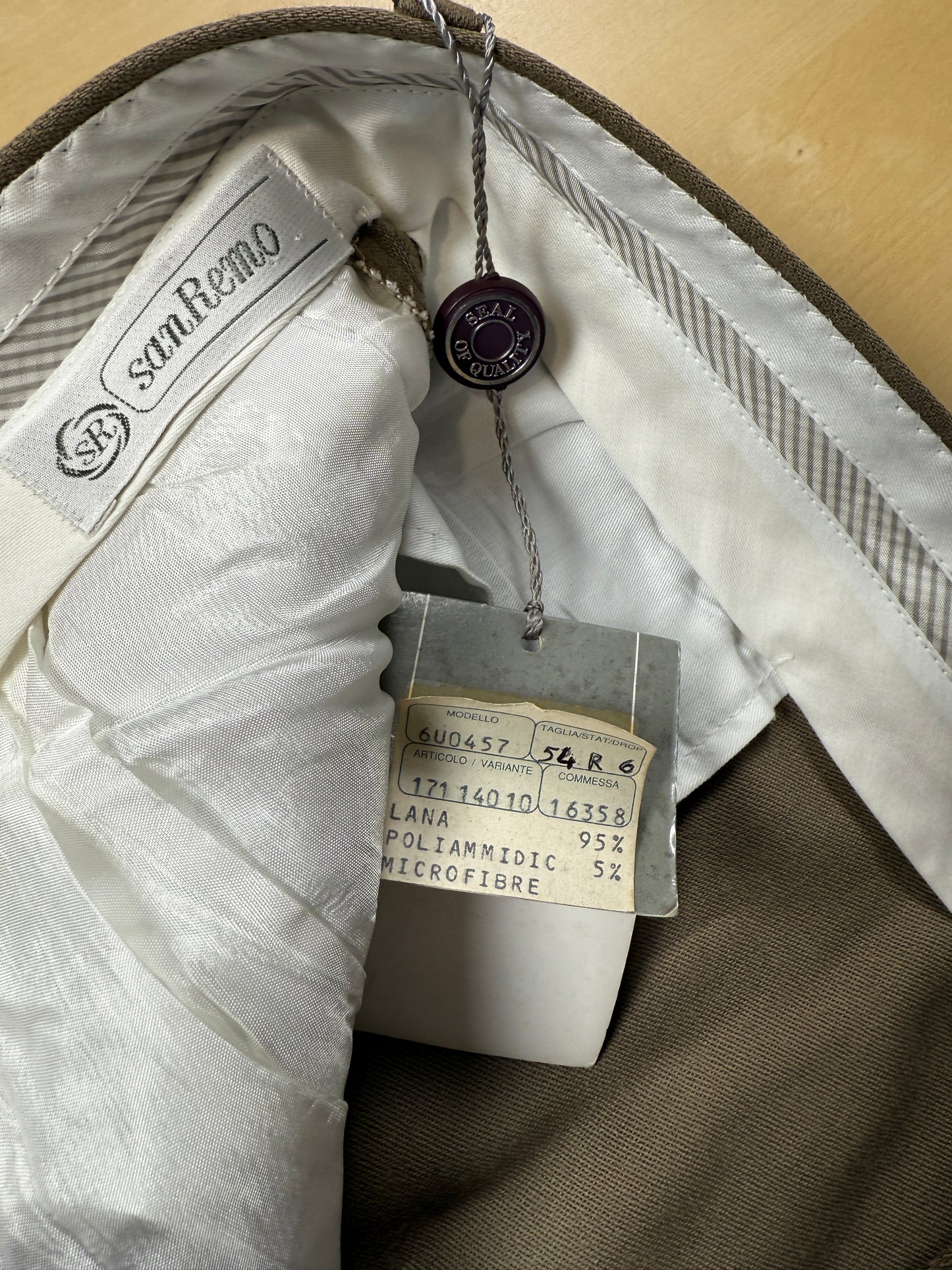 Pantaloni anni ‘80 lana pettinata cachi - tg. 52/54