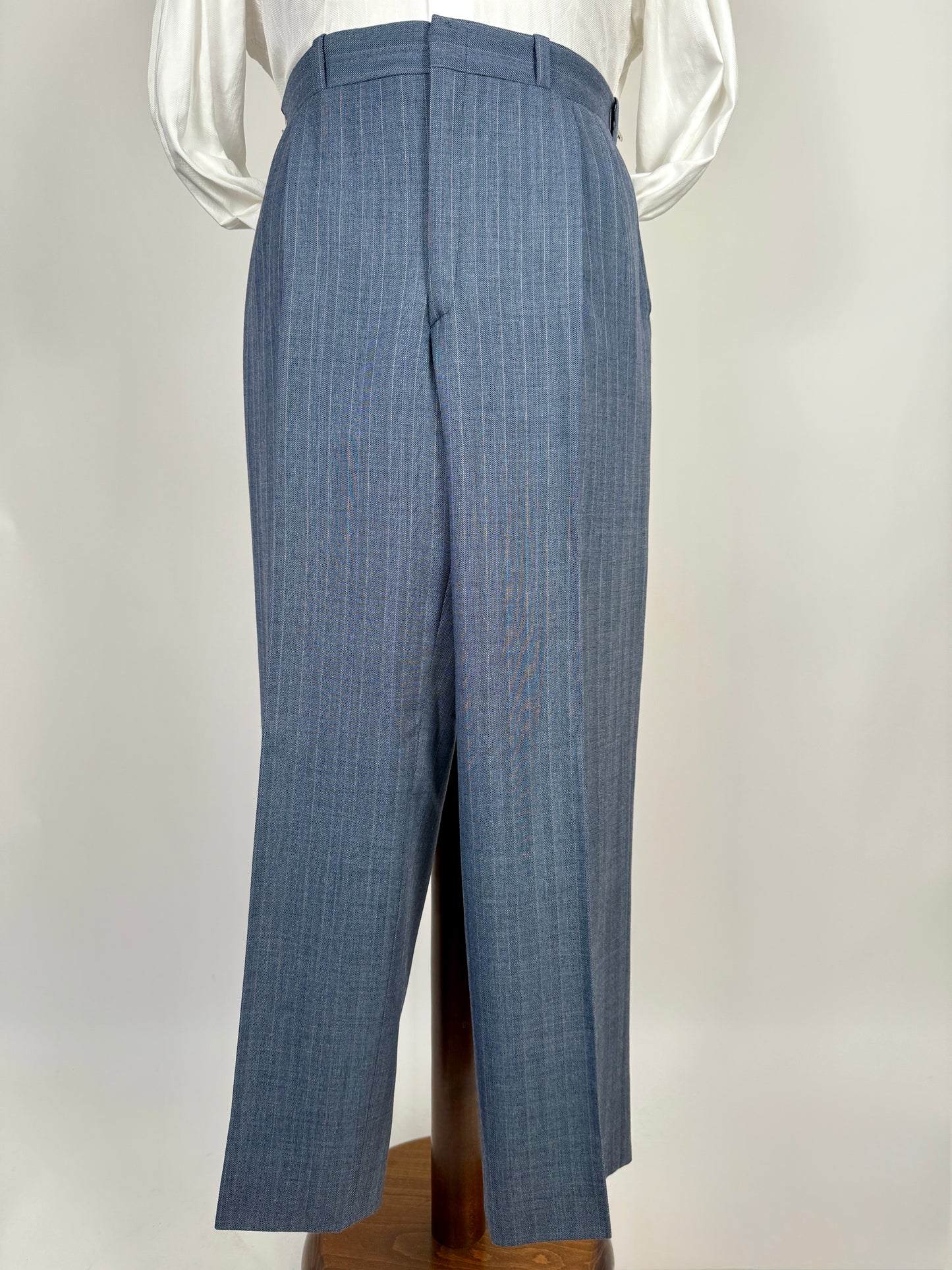 Completo sartoriale anni ‘60/'70 in grisaglia color carta da zucchero gessato - tg. 50/52