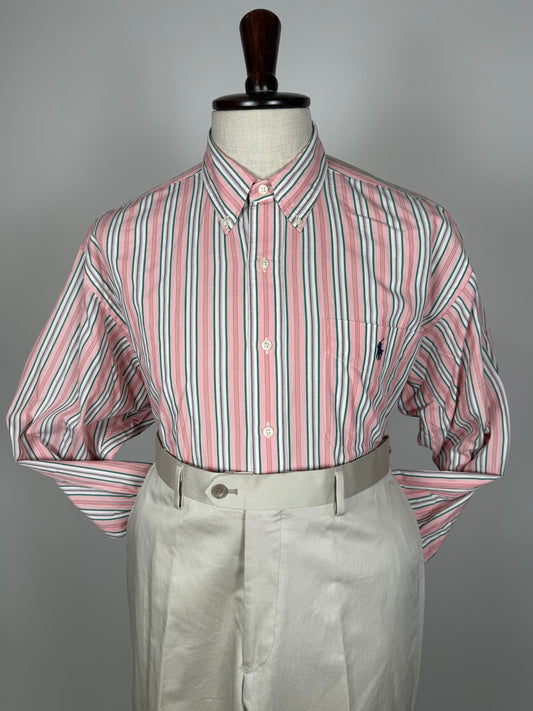 Camicia Ralph Lauren righe rosa verdi -  L collo 42