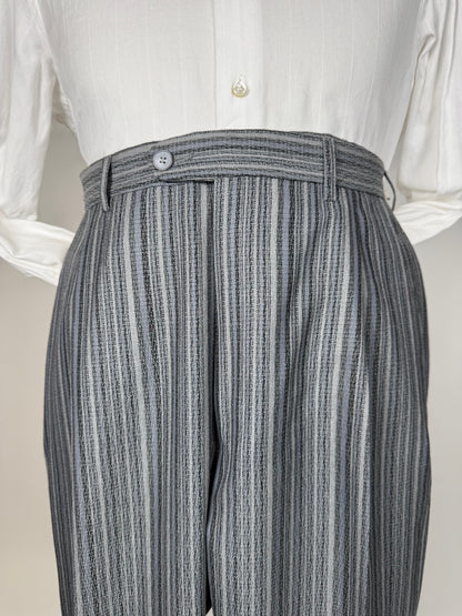 Pantaloni anni ‘80 in fresco lana grigio striato (NOS) - tg. 52