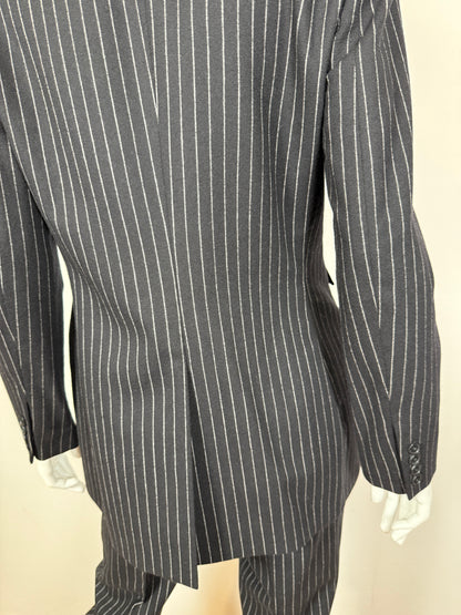 Tailleur Ralph Lauren gessato taglio maschile in lana e cashmere - tg. 40