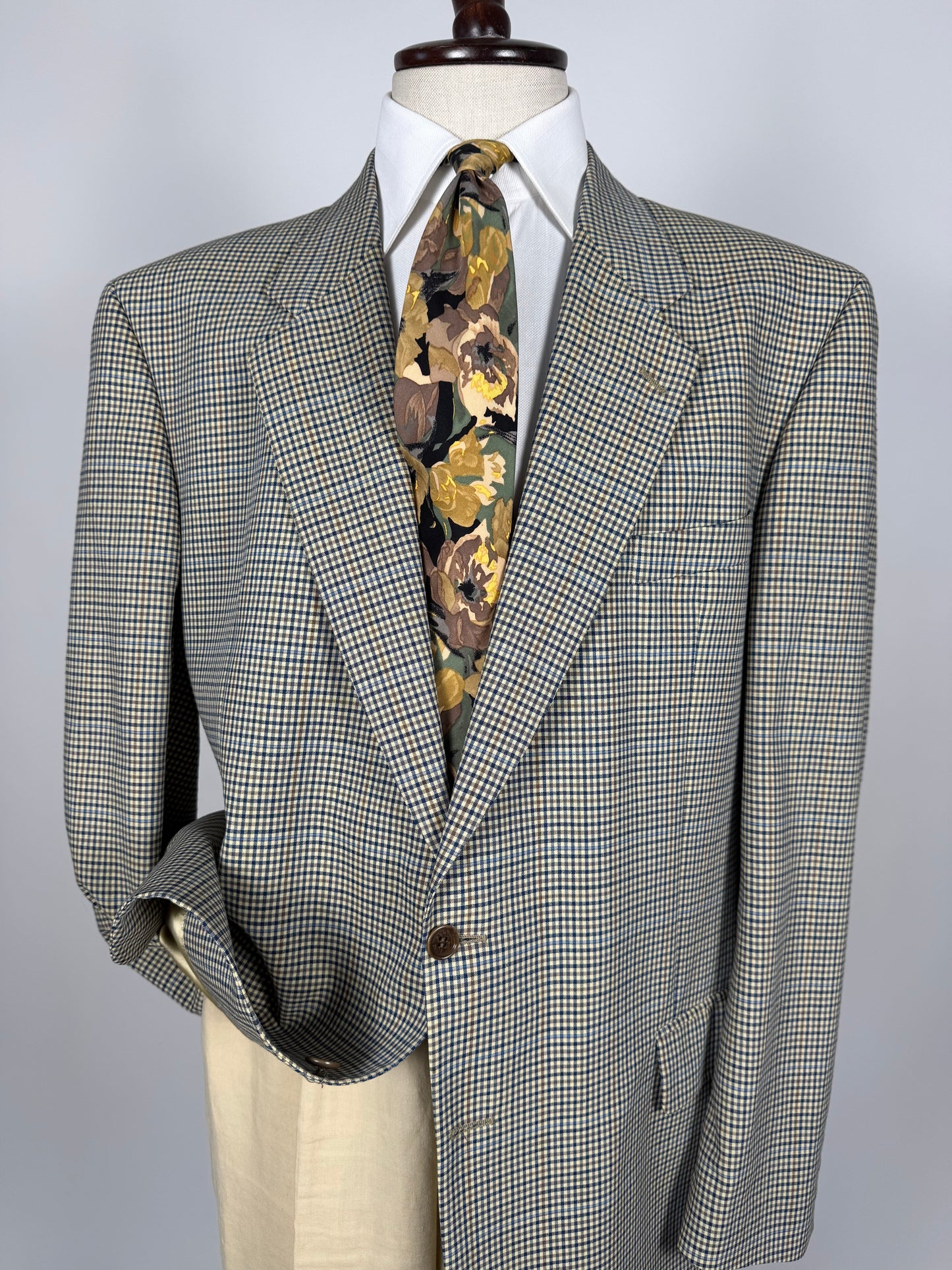 Giacca anni '80 fresco lana check - tg. 58/60 lunga