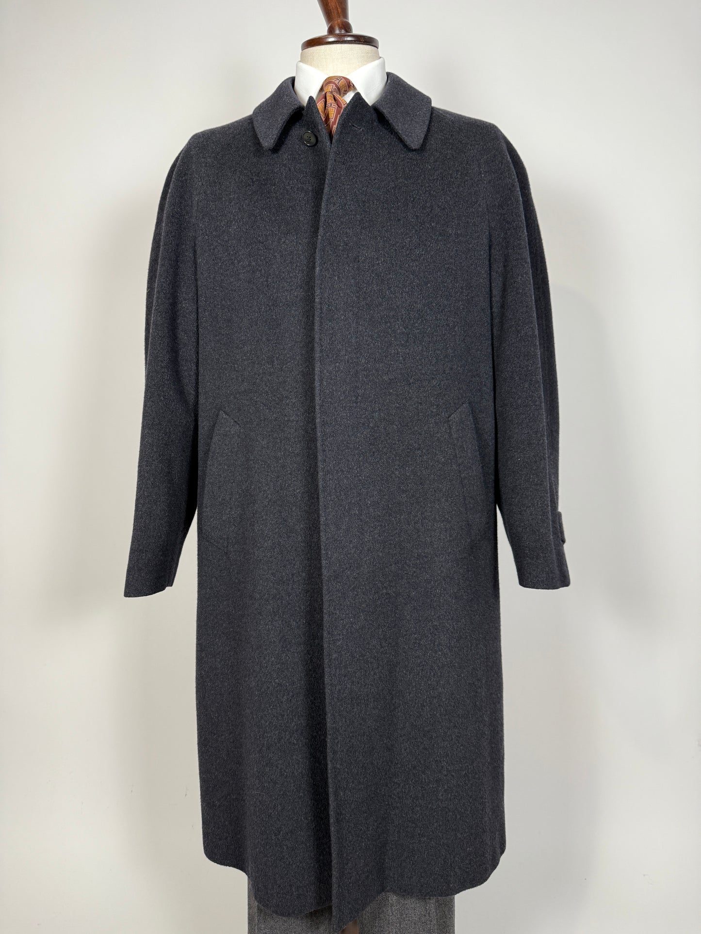 Cappotto raglan in panno lana e cashmere grigio fumo - tg. 54-58