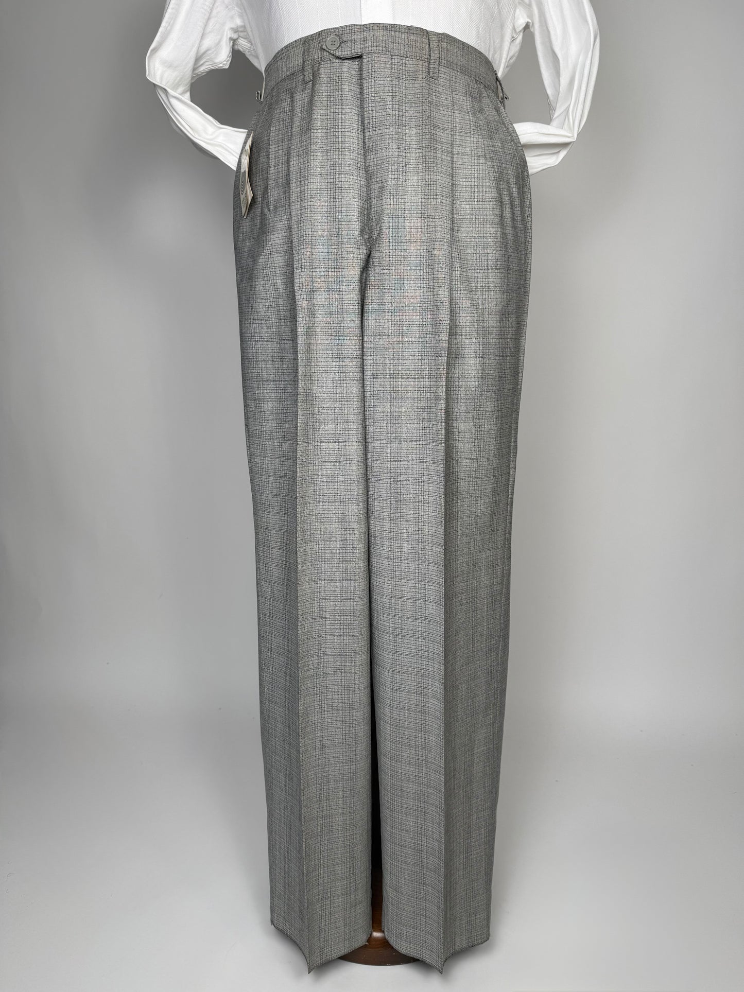 Pantaloni fresco lana grigio Glen check anni '80 (NOS) - tg. 48/50