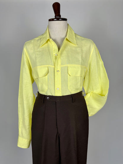 Camicia in lino giallo lime - L/XL collo 43