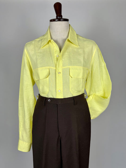 Camicia in lino giallo lime - L/XL collo 43
