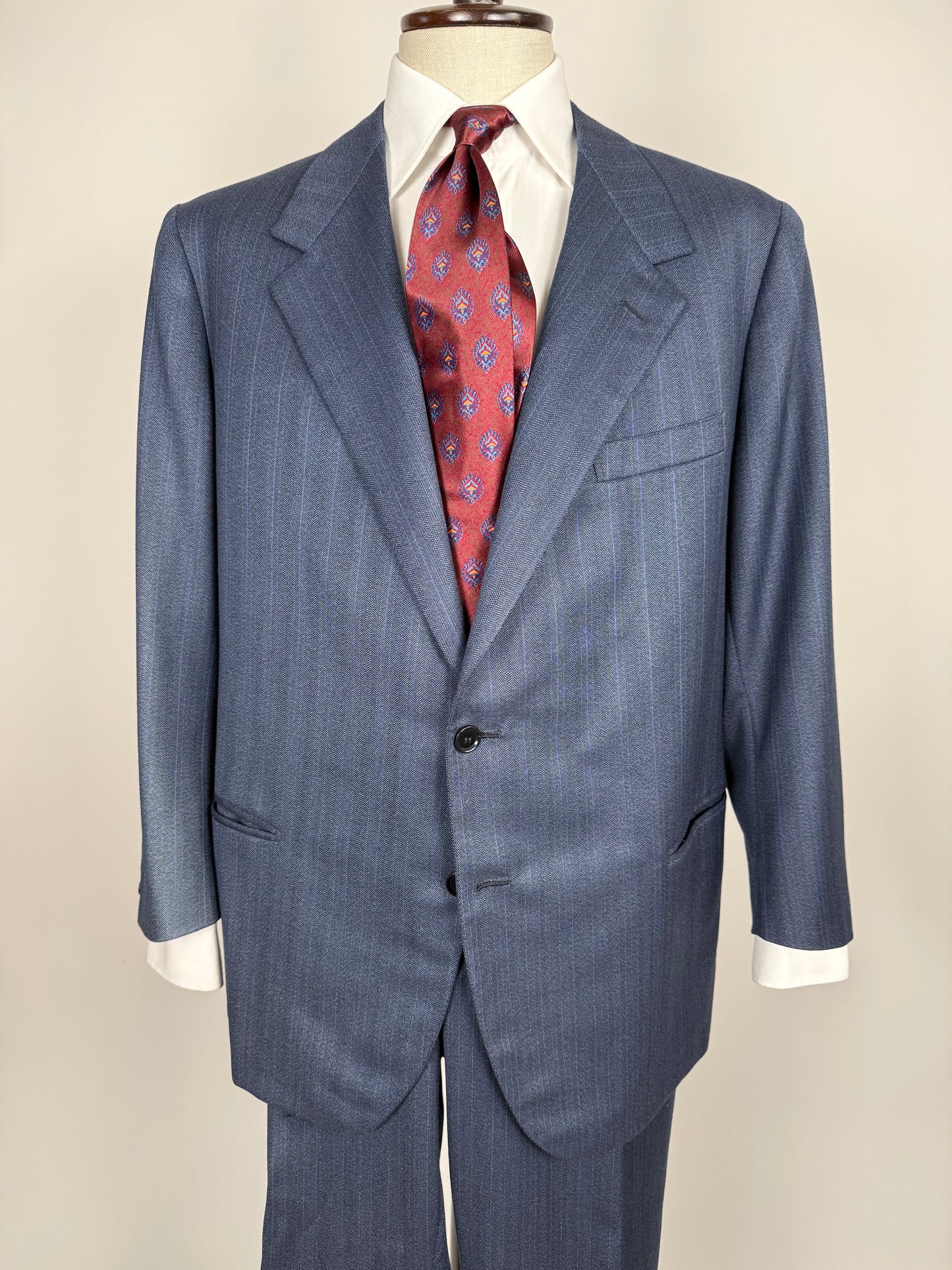 Completo sartoriale tessuto E. Zegna lana pettinata blu - tg. 54/56 drop basso