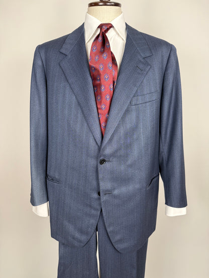 Completo sartoriale tessuto E. Zegna lana pettinata blu - tg. 54/56 drop basso
