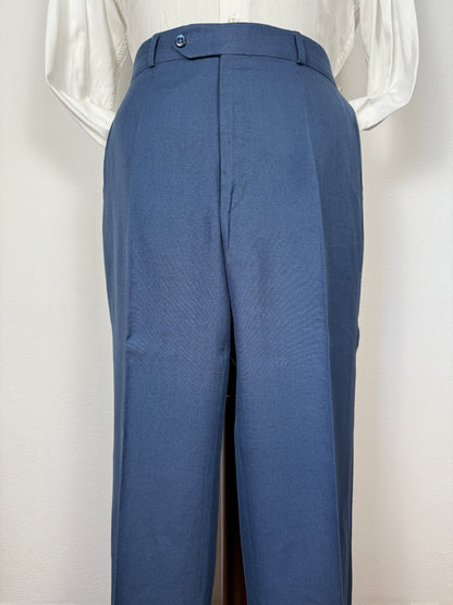 Pantalone anni ‘70 in lino e viscosa blu cobalto - tg. 50