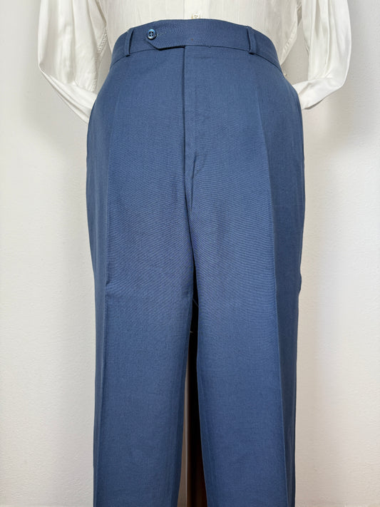 Pantalone anni ‘70 in lino e viscosa blu cobalto - tg. 50