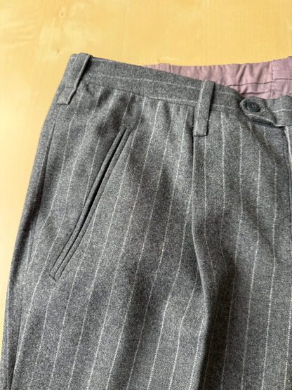 Completo doppiopetto sartoriale anni ‘70 in flanella grigio gessato - tg. 50/52 drop basso