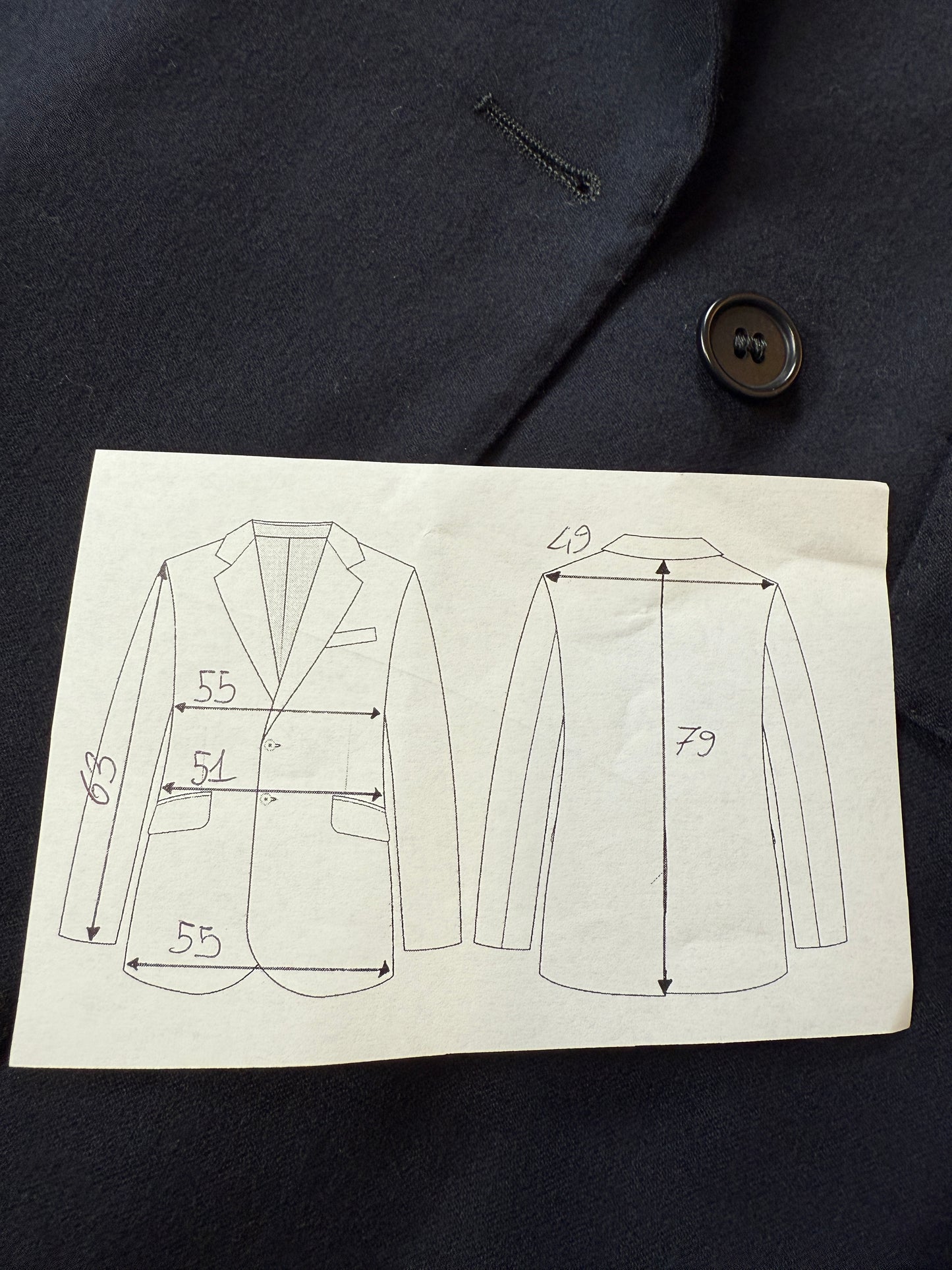 Giacca doppiopetto anni ‘80 flanella blu - tg. 50