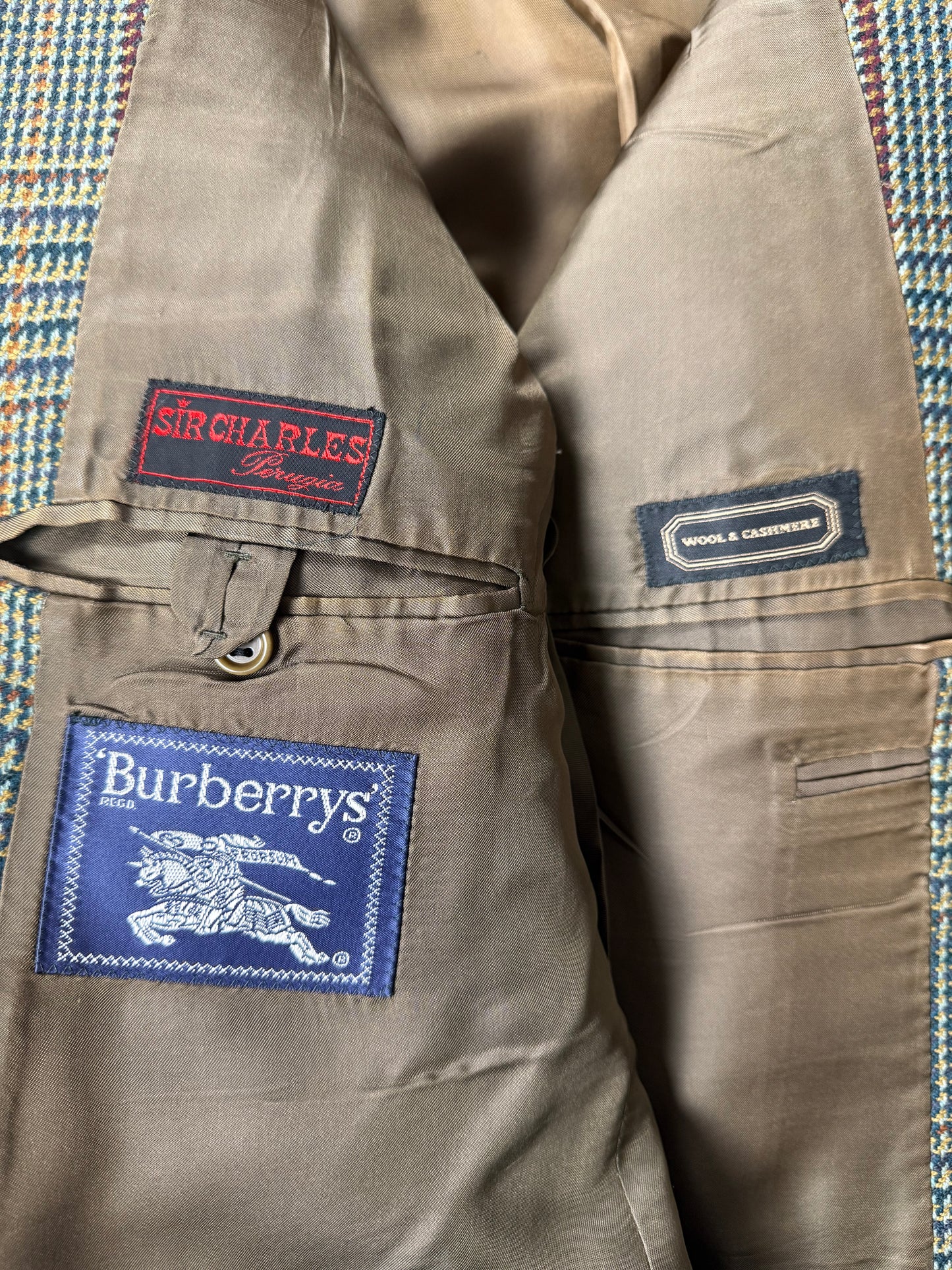 Giacca Burberrys anni ‘90 principe di Galles verde lana e cashmere - tg. 50 corta