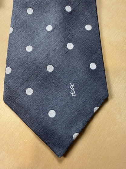 Cravatta Yves Saint Laurent seta shantung a pois