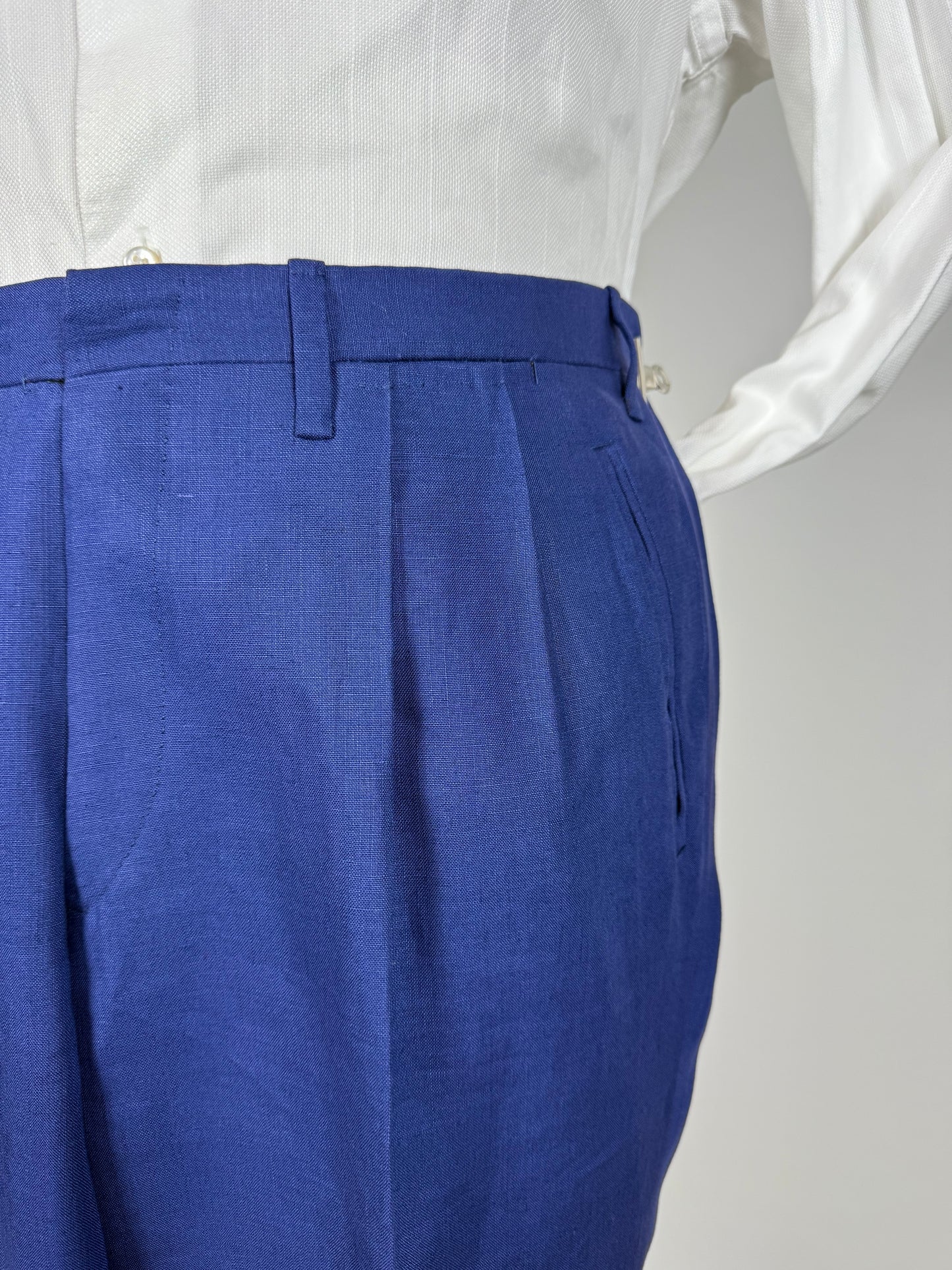 Completo sartoriale F. Di Marco lino irlandese blu (doppio pantalone) - tg. 52 corta