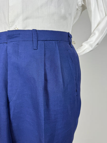 Completo sartoriale F. Di Marco lino irlandese blu (doppio pantalone) - tg. 52 corta