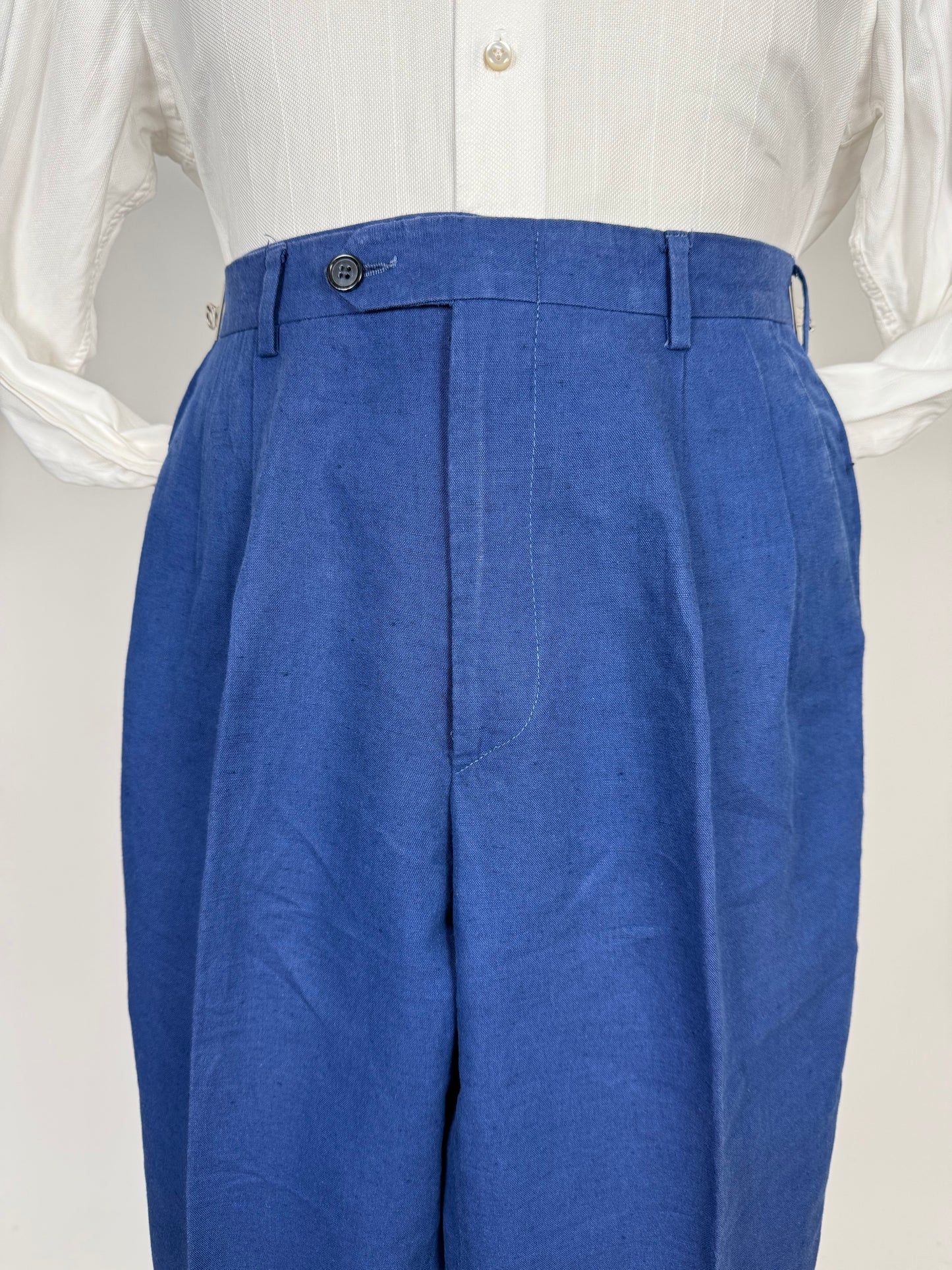Pantaloni in lino anni '80 blu cobalto - tg. 46
