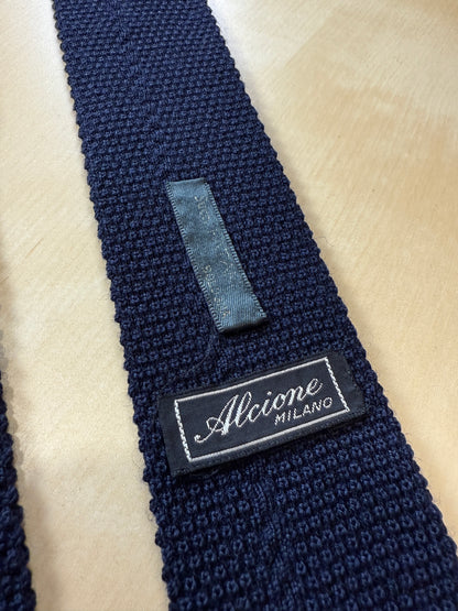 Cravatta vintage in maglia di lana blu