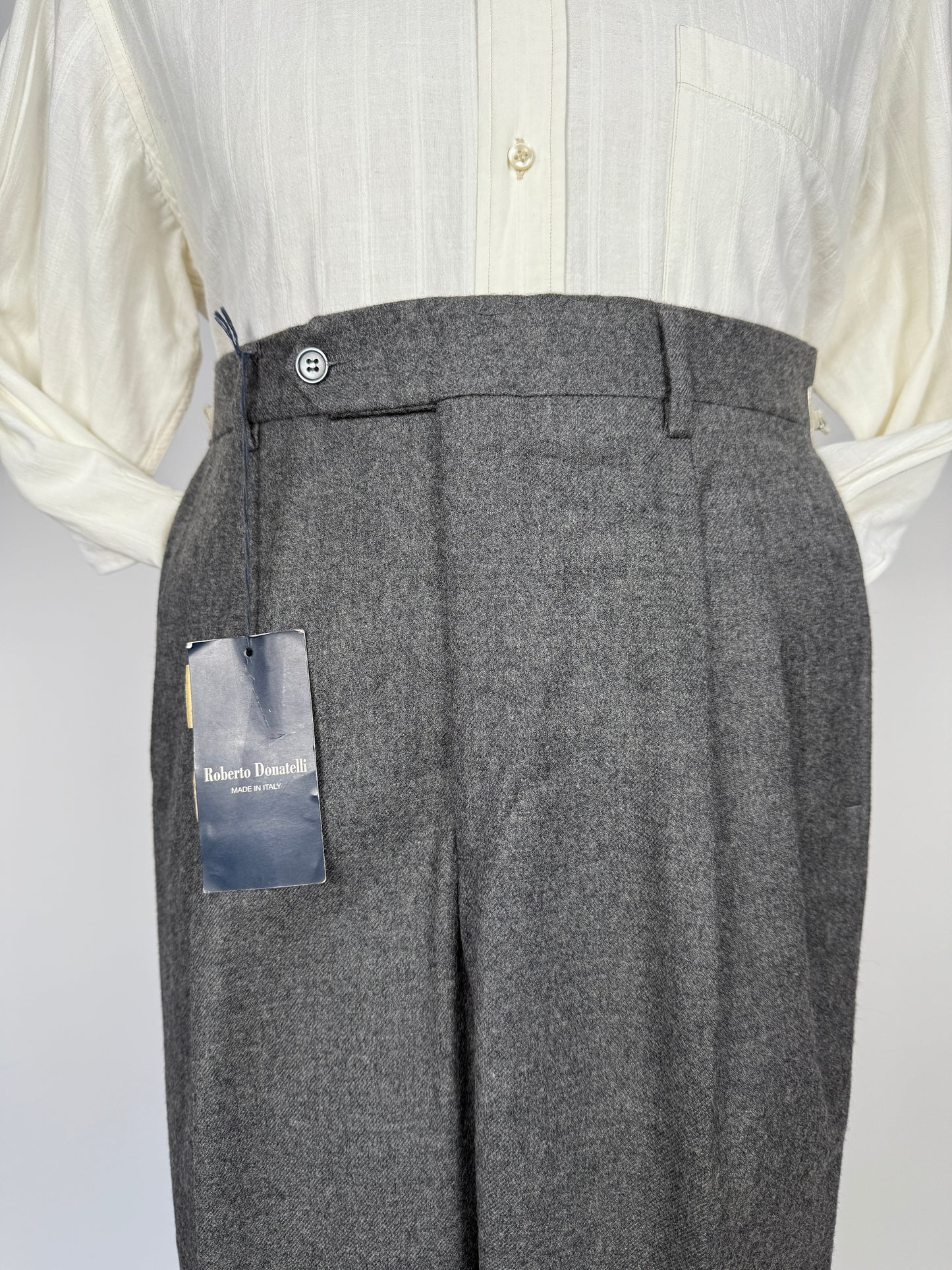 Pantaloni anni ‘80 flanella grigio medio (NOS) - tg. 46