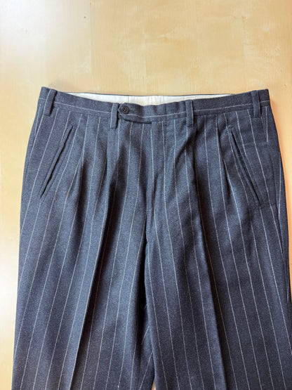 Completo gessato sartoriale in flanella lana e cashmere tessuto Loro Piana - tg. 50