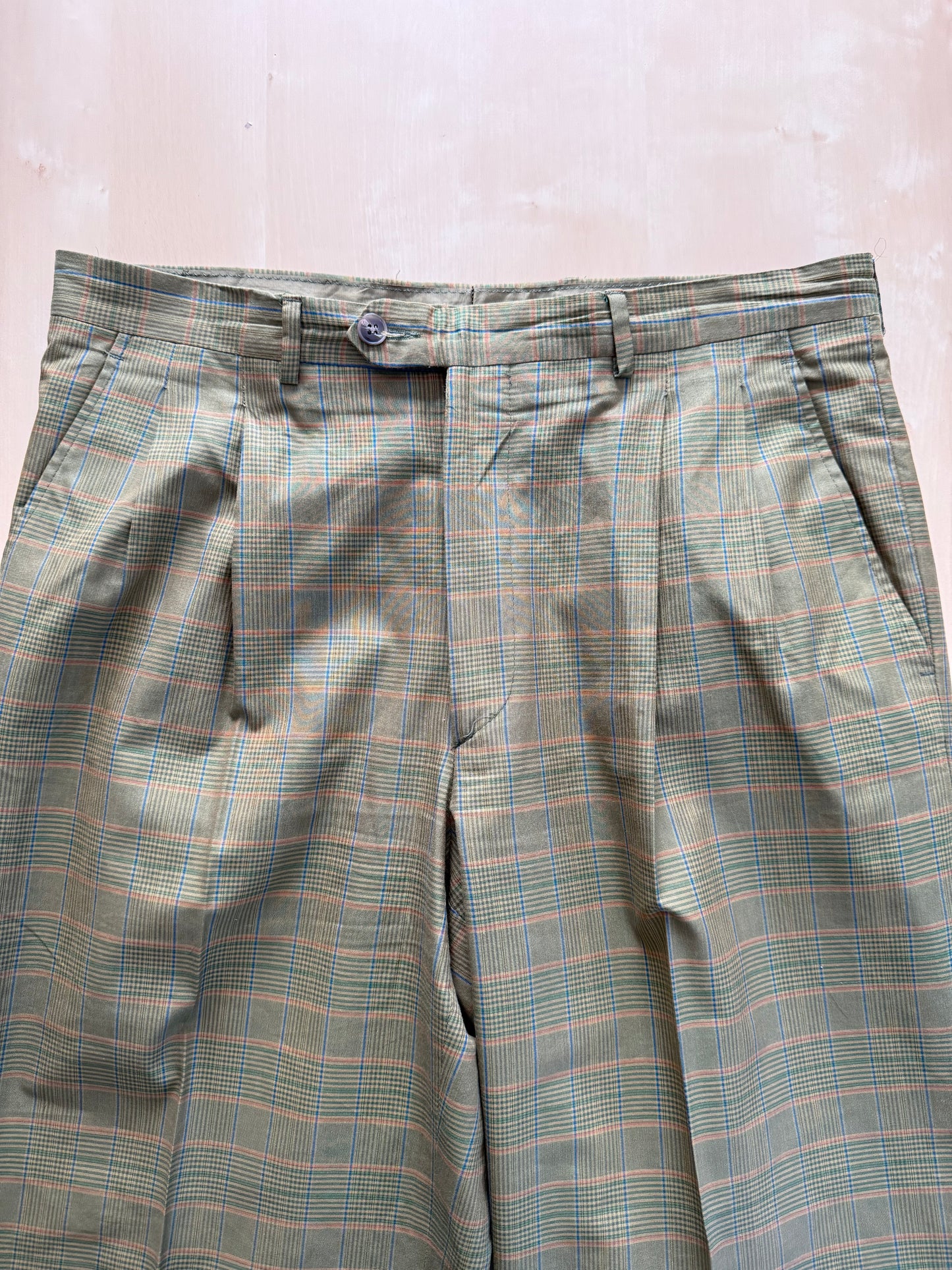 Completo anni ‘80 verde a quadri in cotone sfoderato - tg. 50