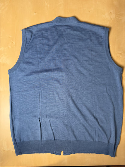 Gilet smanicato in pura lana merino blu cobalto (nuovo) - tg. XXL