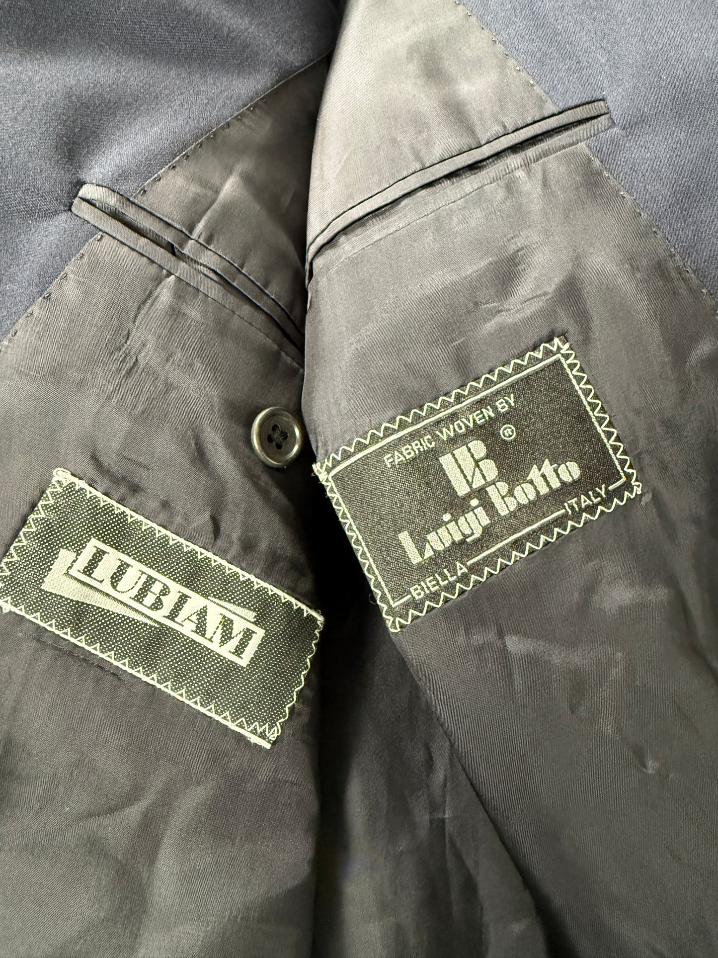 Giacca doppiopetto anni ‘80 flanella blu - tg. 50/52